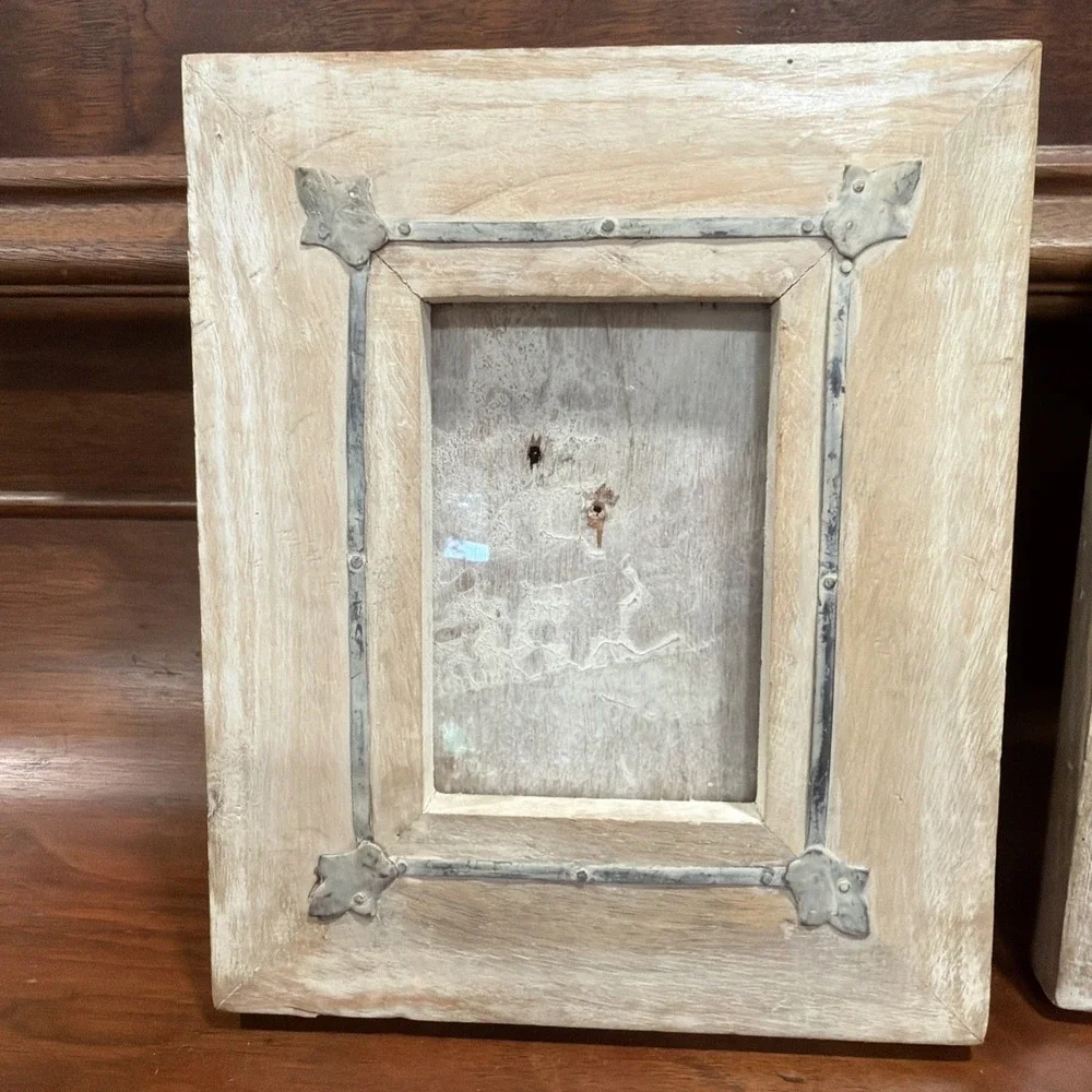 Antique Looking White Washed Hanging Wooden And Metal Frames Possibly Handmade